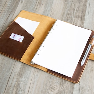 Personalized A5 / A6 Leather Refillable Planner Binder, 6 ring Refillable, travelers Journal, sketchbook, Distressed Brown Leather