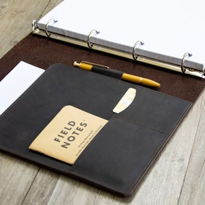 Pasta de planejamento personalizada A4 de couro recarregável, 2 argolas/3 argolas/4 argolas recarregável, capa de couro para fichário, caderno de desenho, couro marrom envelhecido