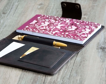 4" x 8" notepad cover,Personalized genuine leather notepad cover.Pocket Notebook.Custom journalist Notepad reporter notebook