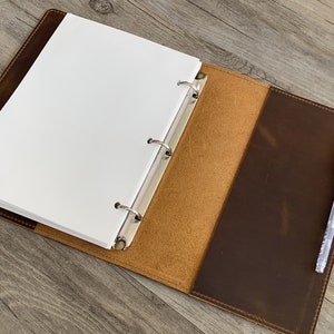 3-Ring-Leder-A5-Binder, Leder-Drei-Ring-Binder, passend für 3-Loch-A5-Nachfüllpapier, Leder-Portfolio, A5-Business-Organizer, Leder-Binderhülle, Bild 2