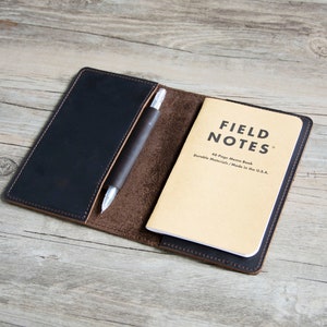 Leather Journal Cover with pen holder for Field Notes 3.5" x 5.5" for Moleskine, Handmade Vintage Leather Cover for Notebooks,