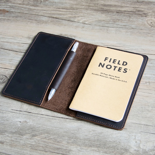 Journal Hülle mit Stifthalter für Field Notes 3,5" x 5,5" für Moleskine, handgemachte Vintage Lederhülle für Notizbücher,