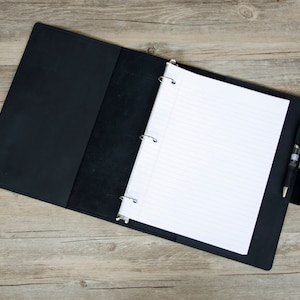 Carpeta de cuero de 3 anillos, con 3 orificios para papel de repuesto de 8,5 x 11, carpeta tamaño carta, carpeta de cuero, cubierta de cuaderno de cuero, portafolios de cuero