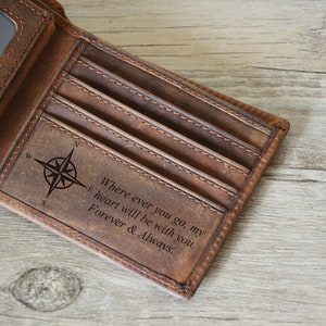 Cartera personalizada para hombre, regalo perfecto para hombre, cartera grabada, cartera de cuero personalizada, cartera personalizada, cartera para el Día del Padre, regalo para el padre.