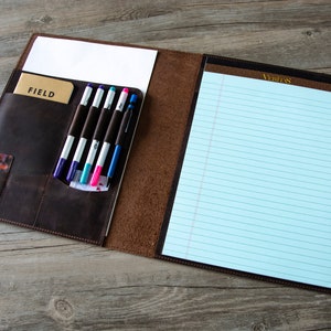 Portafolio de cuero personalizado A4, Porta bloc de notas, Funda para libreta A4, Portafolio de trabajo, tamaño carta 8.5 x 11.75 Portafolio de escritura