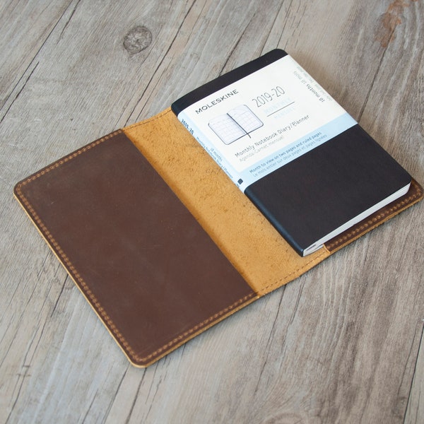 Personalized Leather Journal Cover fit 3.5" x 5.5" Cahier Journals Pocket size,Moleskine Field Notes Cover.Leather Organizer Portfolio