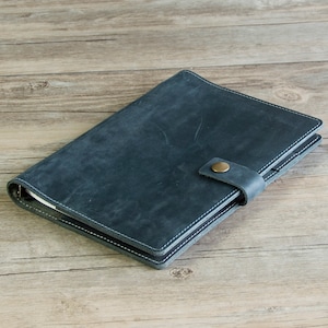 Personalized Leather Refillable Planner Binder, 6 ring Binder A5 / A6 , travelers Journal, sketchbook, Distressed Gra Leather