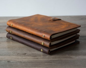 Personalized A5 / A6 Leather Refillable Planner Binder, 6 ring Refillable, travelers Journal, sketchbook, Distressed Brown Leather