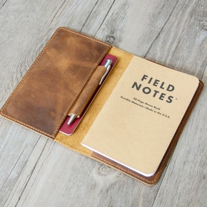 Couverture de journal en cuir avec porte-stylo pour notes de terrain 3,5 x 5,5 pouces pour Moleskine, couverture en cuir vintage faite main pour cahiers,