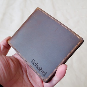 Cartera de hombre, Cartera grabada, Cartera de cuero para hombre, Cartera de cuero personalizada, Cartera plegable, Regalo del Día del Padre, Regalo de Navidad