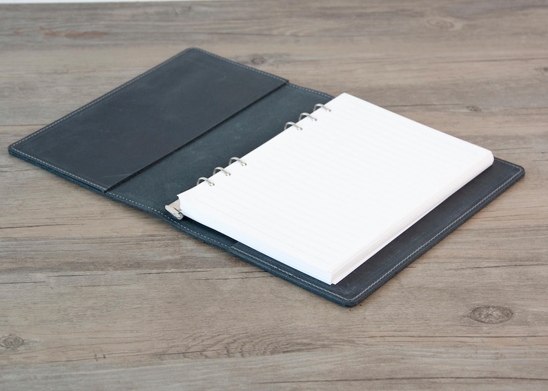 3-Ring Leather A5 Binder,Leather three ring binder,fit 3 hole A5 refill paper,Leather portfolio,A5 business organizer,Leather binder cover, image 5