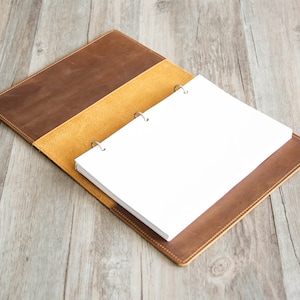 Reliure en cuir à 3 anneaux,Reliure à trois anneaux en cuir,Recharge de papier A5 3 trous,Portefeuille en cuir,Organisateur d'affaires A5,Couverture de reliure en cuir,