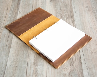 Leder A5 3-Ringbuch, passend für 3-Loch-Half Letter-Größe (8,5 × 5,5 Zoll), passen 3-Loch-A5-Papier, Leder-Portfolio, Business Organizer, Ordnerhülle