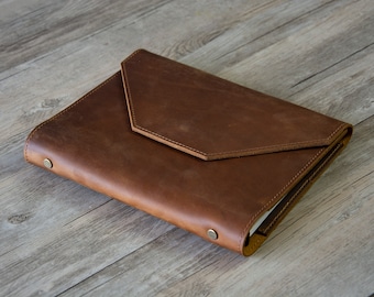 Personalized A5 Leather Refillable Planner Binder, 6 ring Refillable, travelers Journal, sketchbook, Distressed Brown Leather