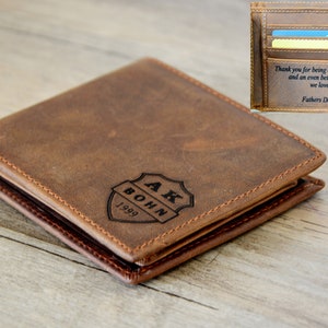 Cartera personalizada para hombre, cartera grabada, cartera de cuero con monograma personalizado, cartera para padrinos de boda, regalo para padrinos de boda, cartera, regalo para padre