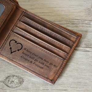 Cartera personalizada para hombre, cartera de San Valentín, cartera grabada, cartera personalizada con monograma, cartera de hombre, cartera de cuero para hombre