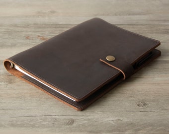 Personalized A5 / A6 Leather Refillable Planner Binder, 6 ring Refillable, travelers Journal, sketchbook, Distressed Brown Leather