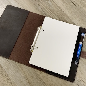 Raccoglitore in pelle a 3 anelli A5, raccoglitore in pelle a 2 anelli, carta di ricambio A5, cartella in pelle, organizer aziendale A5, copertina in pelle per raccoglitore