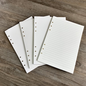 6 Holes Refill Paper for A5/ A6 Ring Binder Journal Notebook, Pack of 45 sheets