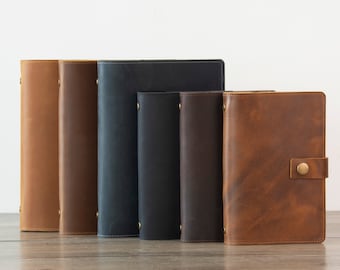 Personalized A5 / A6 Leather Refillable Planner Binder, 6 ring Refillable, travelers Journal, sketchbook, Distressed Brown Leather