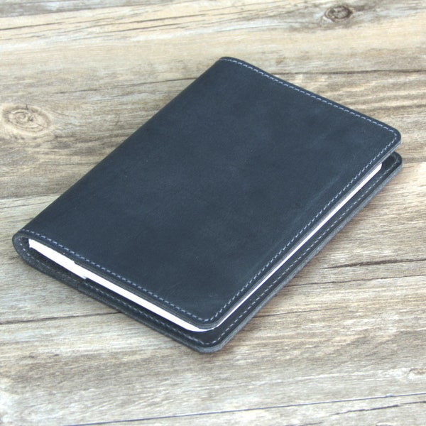 Personalized A5 / A6 Leather Refillable Planner Binder, Refillable Personal binder, sketchbook, Distressed Gray Leather.Leather Diary