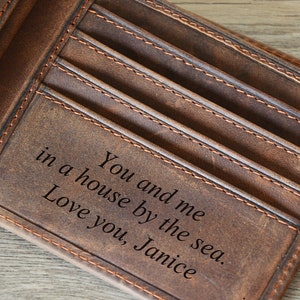 Regalo de Navidad, Cartera de cuero personalizada, Cartera grabada, Cartera personalizada para hombre, Cartera de cuero, Cartera de cuero para hombre, Regalo para hombre, Regalo para padrino de boda