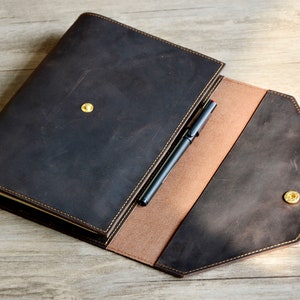 Personalized A5 Leather Refillable Planner Binder, 6 ring Refillable, travelers Journal, sketchbook, Distressed Brown Leather