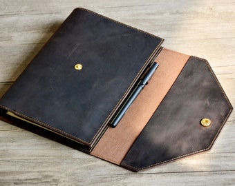 Personalized A5 Leather Refillable Planner Binder, 6 ring Refillable, travelers Journal, sketchbook, Distressed Brown Leather