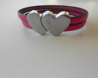 Bracelet leather, pink