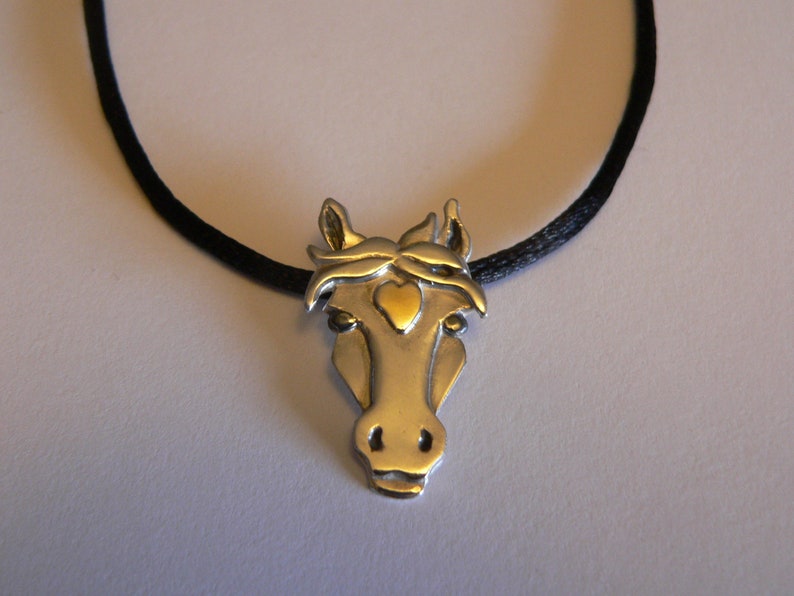 Silver Pony Pendant with heart image 1