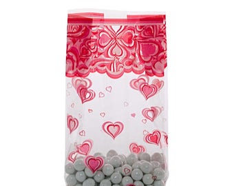 100 Cellophane Party Favor Candy Bags, Party Bags, Animal Treat Bags, Gift Bags, Snack Bags, Confection Treat Bags, Soap Bags - Hearts