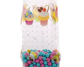 100 Cellophane Party Favor Candy Bags, Party Bags, Gift Bags, Snack Bags, Confection Treat Bags, Soap Bags - Cupcakes