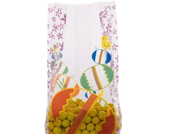 100 Cellophane Party Favor Candy Bags, Easter Egg Print, Party Bags, Gift Bags, Confection Treat Bags, Soap Bags