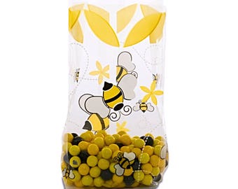 100 Cellophane Party Favor Candy Bags, Party Bags, Gift Bags, Confection Treat Bags, Soap Bags - Honey Bee