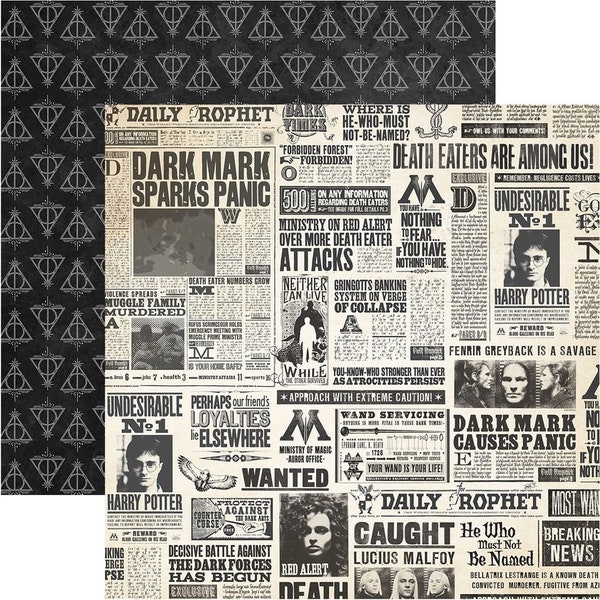 Double-Sided Scrapbook Paper, Harry Potter Theme, Deathly Hallows, Movie-Inspired Craft Paper, Cardstock, Card Making, Stationery, Fun Paper