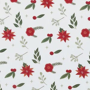 12 Sheets Botanical Christmas Tissue Paper, Holiday Gift Wrapping Paper, Party, Decoupage, Made in USA, Recycled,  20x30"