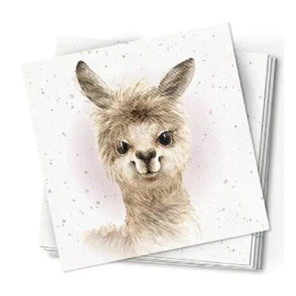 Alpaca Party Table Napkins , Baby Shower, Birthday, Office or General Use, Set of 20, Disposable Napkins, Food Safe & Biodegradable