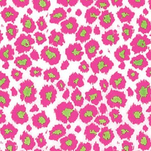 May include: A vibrant pattern featuring a leopard print design. The pattern consists of bright pink spots with green centers on a white background. The spots vary in size and are evenly distributed across the surface.