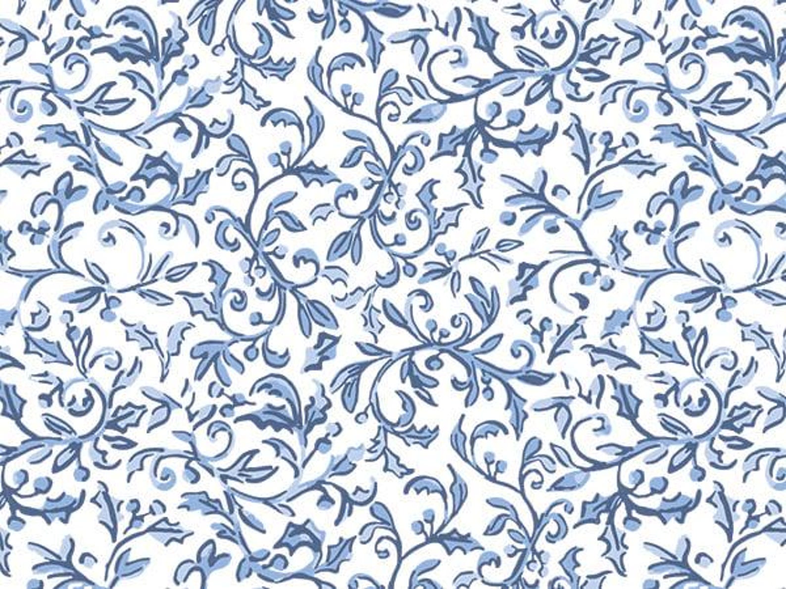 12 Sheets Blue & White Floral Patterned Tissue Paper, Craft Paper, Made ...