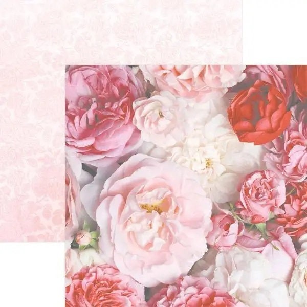 Valentines Day Craft Paper, Pink Roses, Floral, Heavy Cardstock, Card Making, Stationery, Mothers Day, Gorgeous Craft Paper, 12x12 Sheets