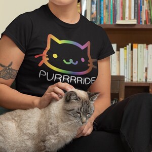 Cute Cat Gay Pride Comfort Shirt - PURRRRIDE - Gay Pride Flag Kitty