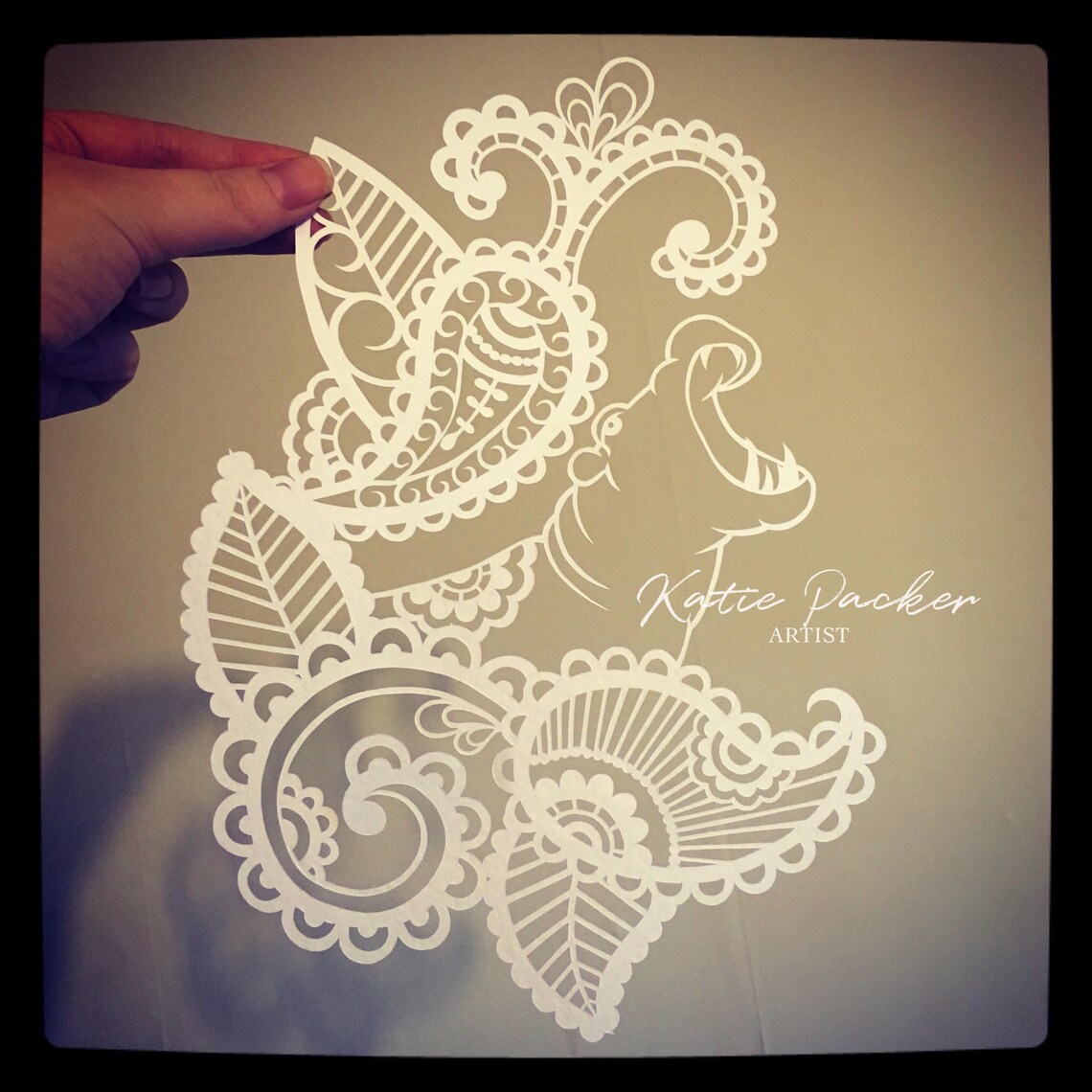 Paisley Hippo DIY paper cutting Template Etsy