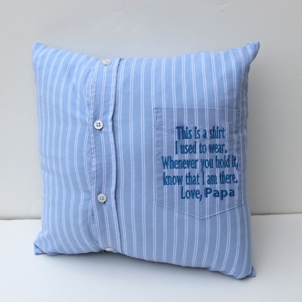 Memory pillow. Memorial gift. Memorial keepsake. Loss of loved one. Bereavement gift.  Death of loved one. Funeral gift. Loss of parent.