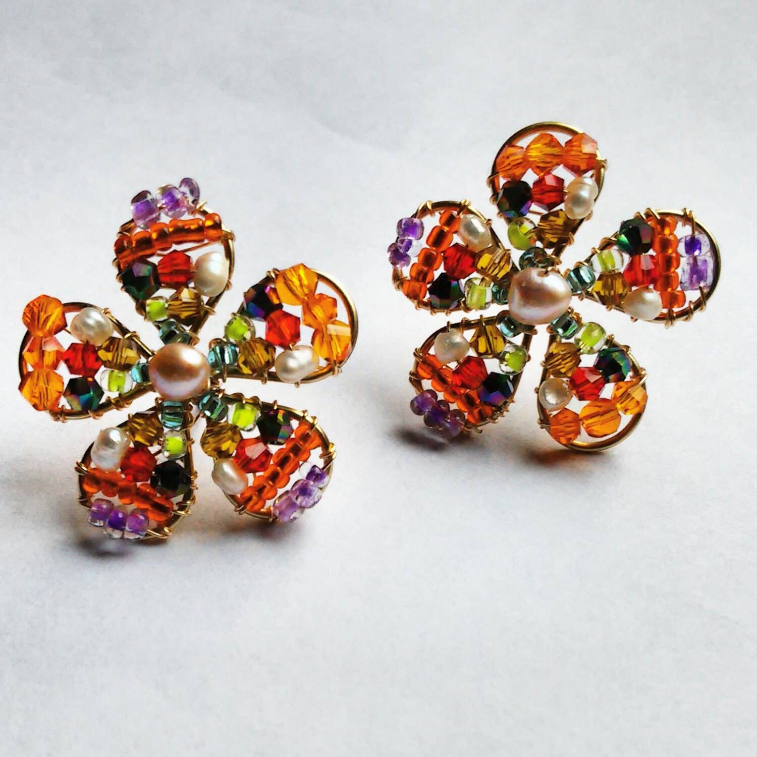 Earrings earrings flower earrings handmade Etsy