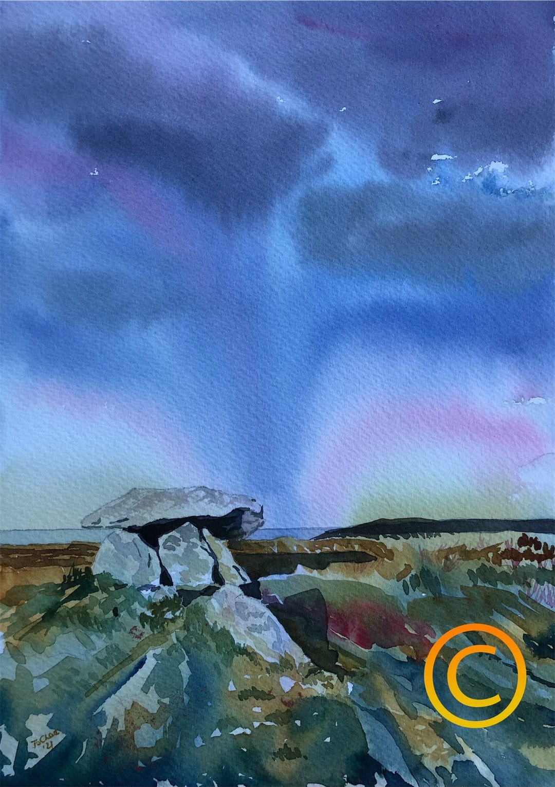 Ancient Stones Artwork/chun Quoit/cornwall Art/druid Artwork/standing