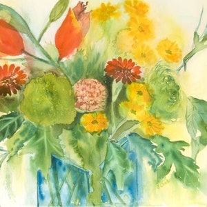 Print of Watercolour Flower Bouquet