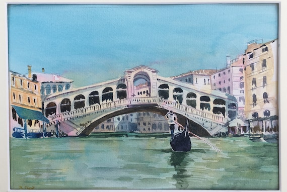 RIALTO BRIDGE ART, Venice Painting, Italy Painting, Modern Wall Art, PremiumArtwork,Premium Minimalist Rialto Bridge watercolour Painting