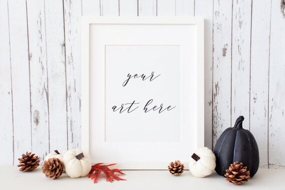 2 Styled Fall Frames Mockup Horizontal Vertical Etsy