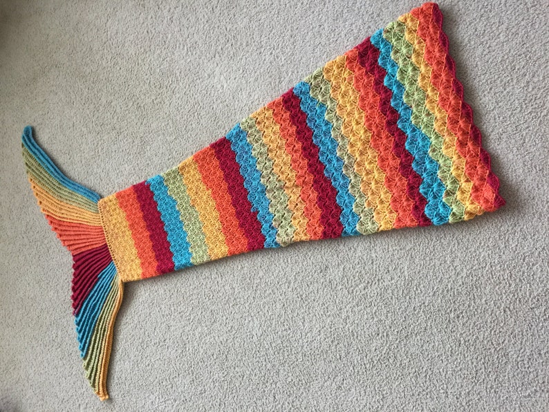 Sophie Mermaid Tail Blanket Pattern Sew-Free Adult size. Crochet. 1 pattern 2 products. Make the tail alone and wear it as a 2 ways scarf. image 4