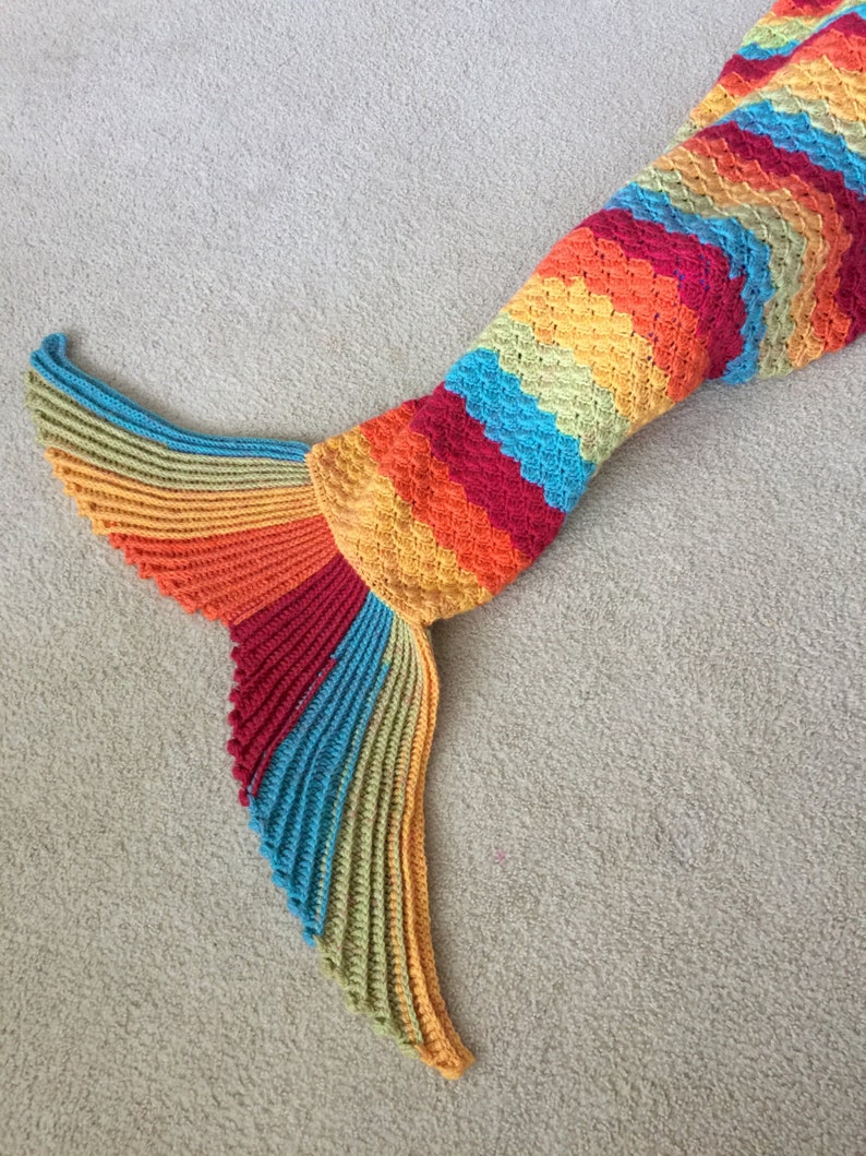 Sophie Mermaid Tail Blanket Pattern Sew-Free Adult size. Crochet. 1 pattern 2 products. Make the tail alone and wear it as a 2 ways scarf. image 2